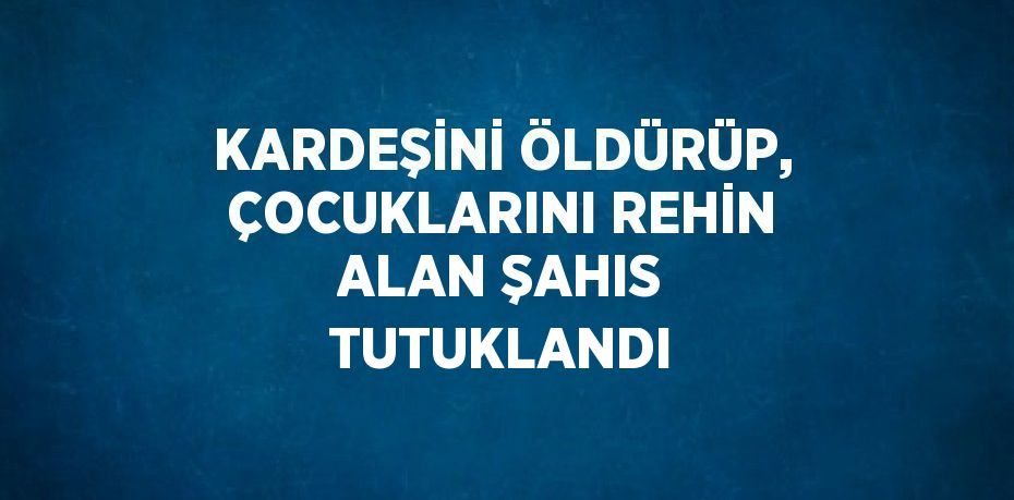 KARDEŞİNİ ÖLDÜRÜP, ÇOCUKLARINI REHİN ALAN ŞAHIS TUTUKLANDI