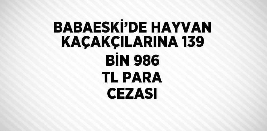 BABAESKİ’DE HAYVAN KAÇAKÇILARINA 139 BİN 986 TL PARA CEZASI