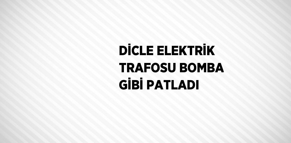 DİCLE ELEKTRİK TRAFOSU BOMBA GİBİ PATLADI