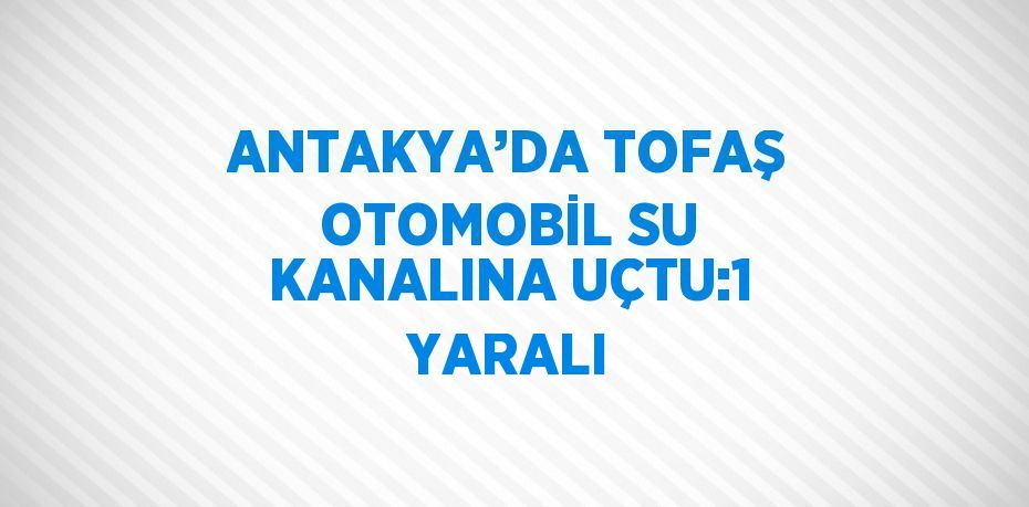 ANTAKYA’DA TOFAŞ OTOMOBİL SU KANALINA UÇTU:1 YARALI