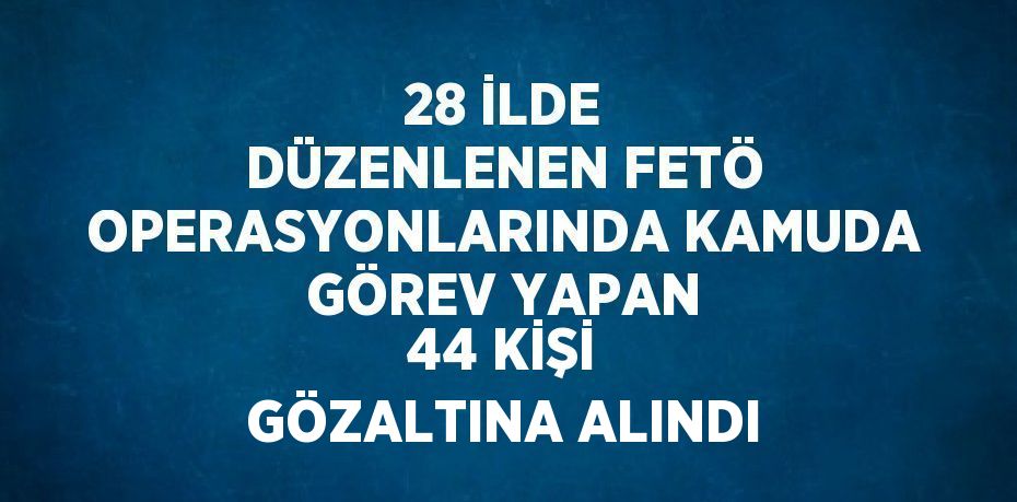 28 İLDE DÜZENLENEN FETÖ OPERASYONLARINDA KAMUDA GÖREV YAPAN 44 KİŞİ GÖZALTINA ALINDI