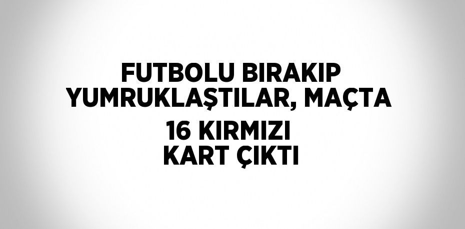 FUTBOLU BIRAKIP YUMRUKLAŞTILAR, MAÇTA 16 KIRMIZI KART ÇIKTI