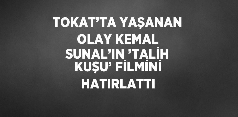 TOKAT’TA YAŞANAN OLAY KEMAL SUNAL’IN ’TALİH KUŞU’ FİLMİNİ HATIRLATTI