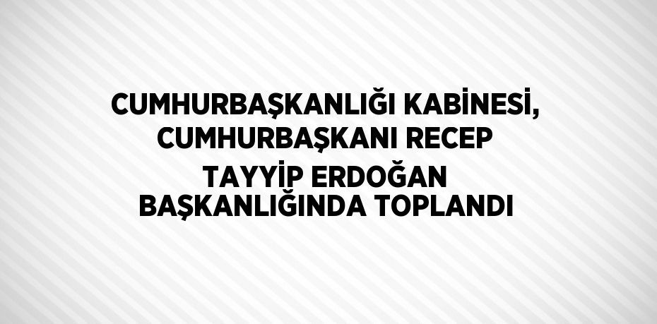 CUMHURBAŞKANLIĞI KABİNESİ, CUMHURBAŞKANI RECEP TAYYİP ERDOĞAN BAŞKANLIĞINDA TOPLANDI