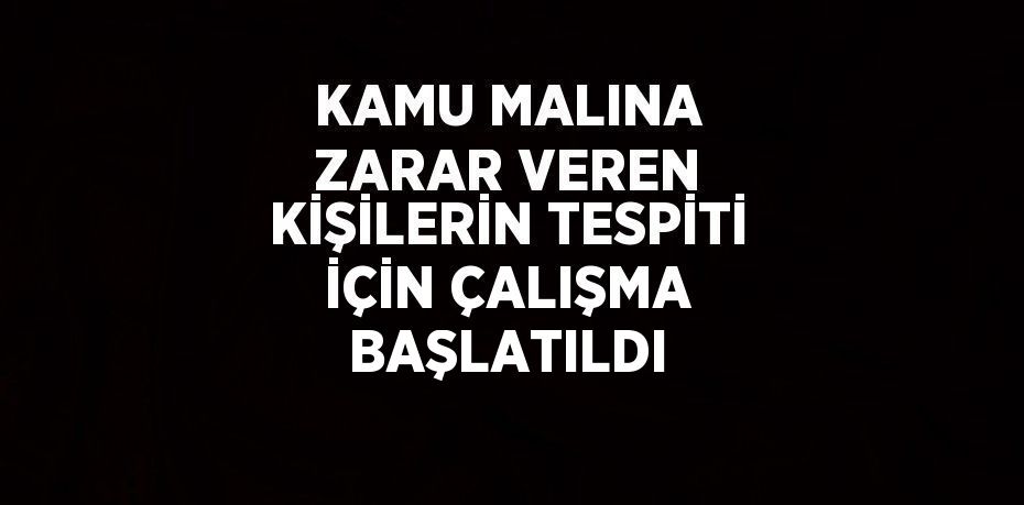 KAMU MALINA ZARAR VEREN KİŞİLERİN TESPİTİ İÇİN ÇALIŞMA BAŞLATILDI