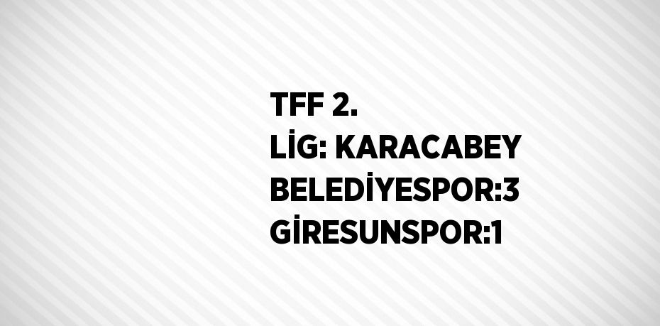 TFF 2. LİG: KARACABEY BELEDİYESPOR:3 GİRESUNSPOR:1