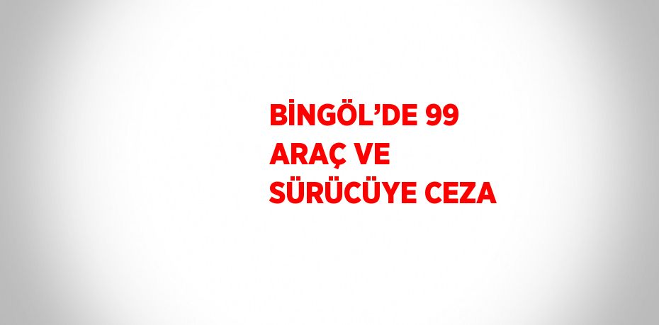 BİNGÖL’DE 99 ARAÇ VE SÜRÜCÜYE CEZA