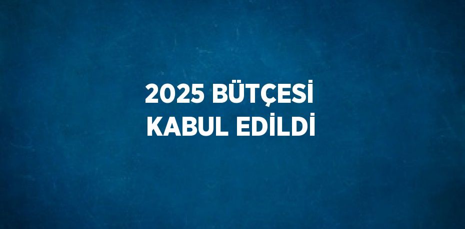 2025 BÜTÇESİ KABUL EDİLDİ