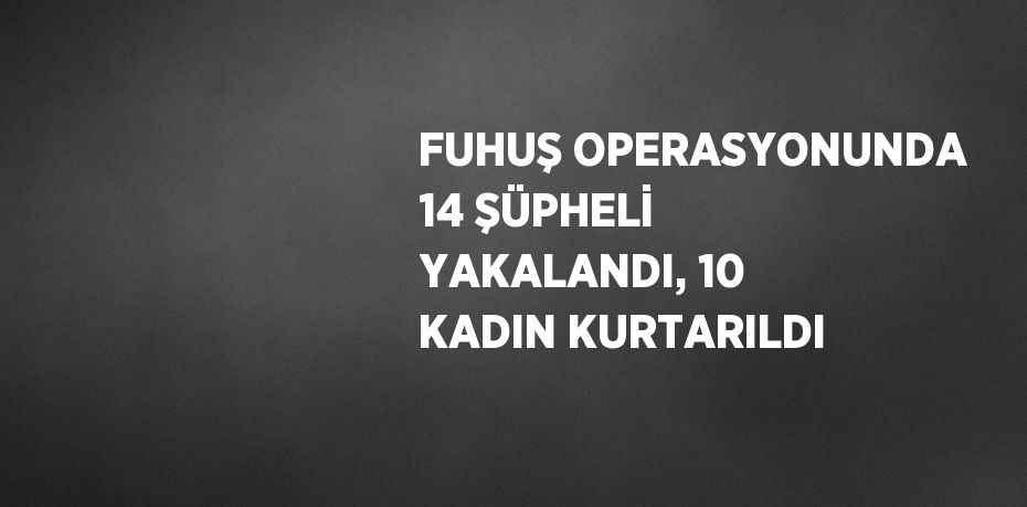 FUHUŞ OPERASYONUNDA 14 ŞÜPHELİ YAKALANDI, 10 KADIN KURTARILDI