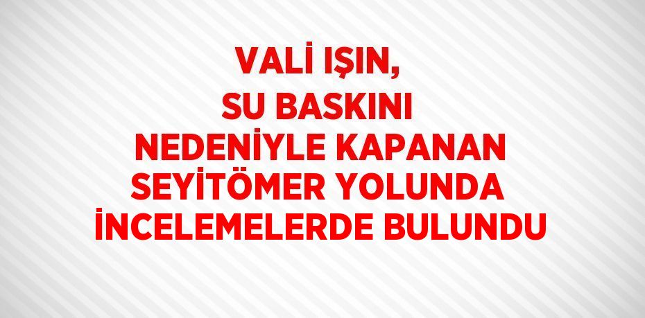 VALİ IŞIN, SU BASKINI NEDENİYLE KAPANAN SEYİTÖMER YOLUNDA İNCELEMELERDE BULUNDU