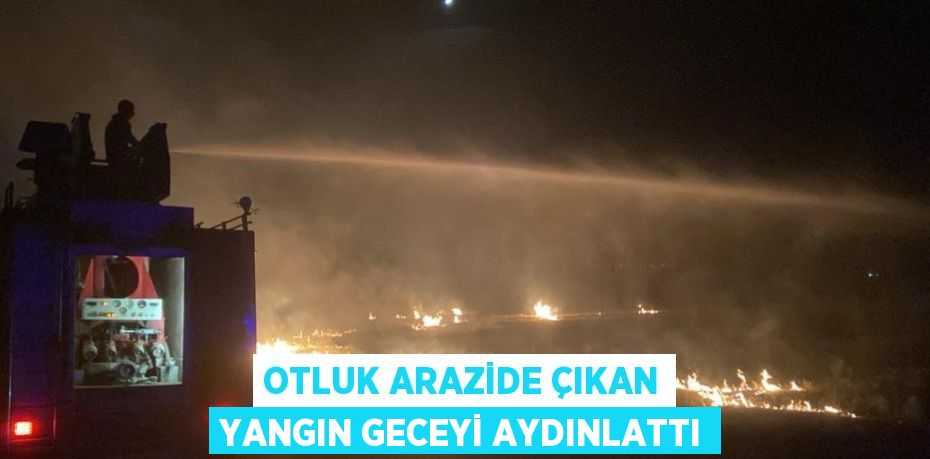 OTLUK ARAZİDE ÇIKAN YANGIN GECEYİ AYDINLATTI