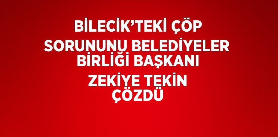 BİLECİK’TEKİ ÇÖP SORUNUNU BELEDİYELER BİRLİĞİ BAŞKANI ZEKİYE TEKİN ÇÖZDÜ