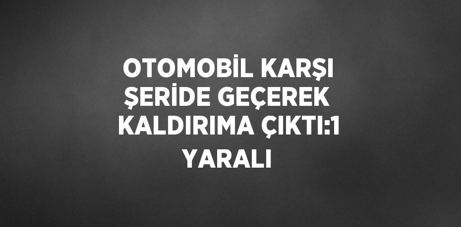 OTOMOBİL KARŞI ŞERİDE GEÇEREK KALDIRIMA ÇIKTI:1 YARALI