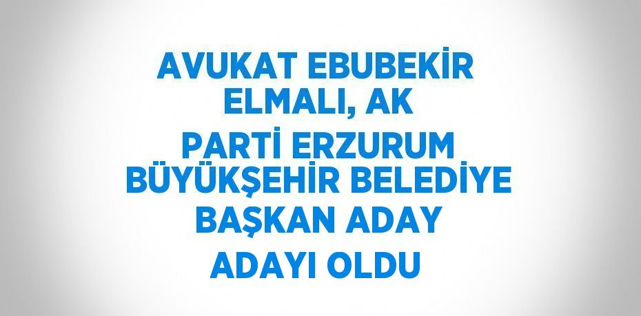 AVUKAT EBUBEKİR ELMALI, AK PARTİ ERZURUM BÜYÜKŞEHİR BELEDİYE BAŞKAN ADAY ADAYI OLDU