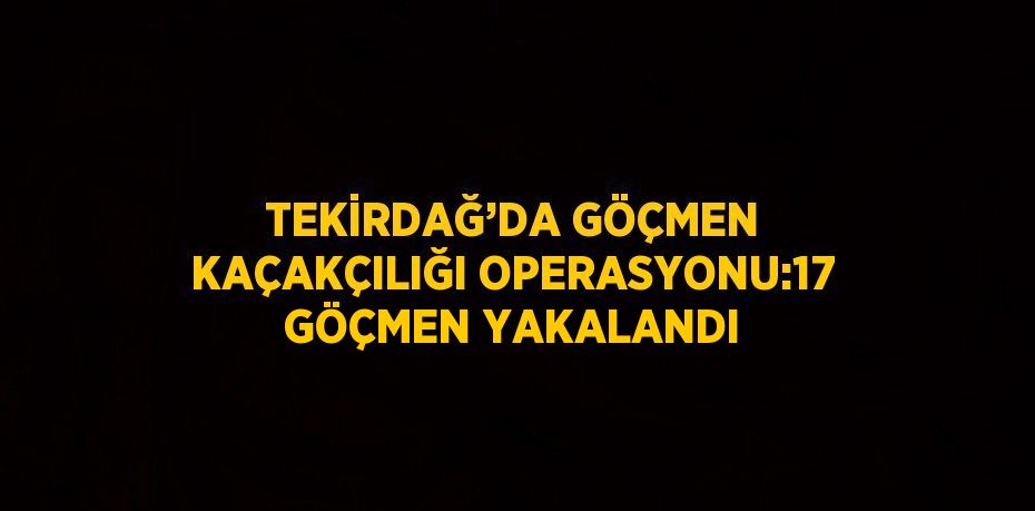 TEKİRDAĞ’DA GÖÇMEN KAÇAKÇILIĞI OPERASYONU:17 GÖÇMEN YAKALANDI