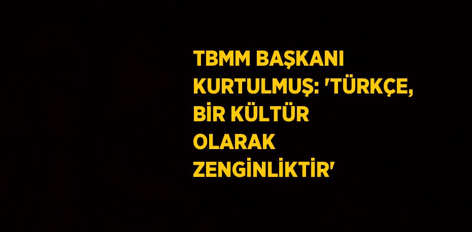 TBMM BAŞKANI KURTULMUŞ: 'TÜRKÇE, BİR KÜLTÜR OLARAK ZENGİNLİKTİR'