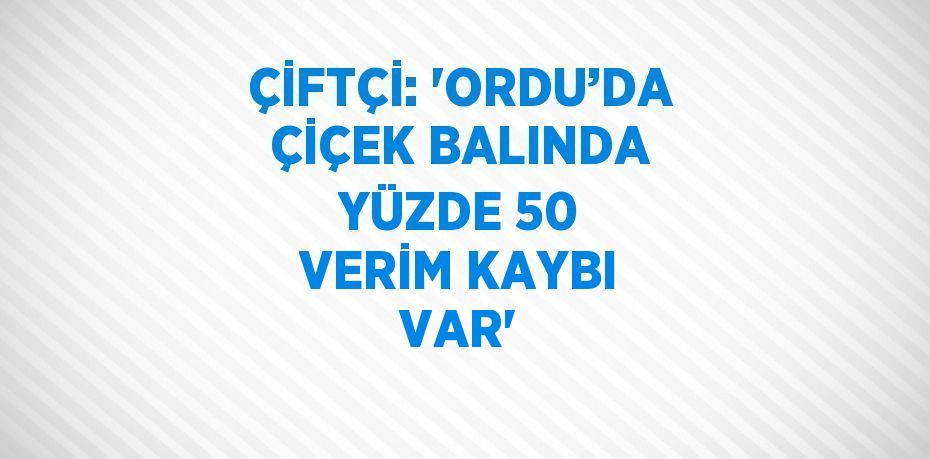 ÇİFTÇİ: 'ORDU’DA ÇİÇEK BALINDA YÜZDE 50 VERİM KAYBI VAR'