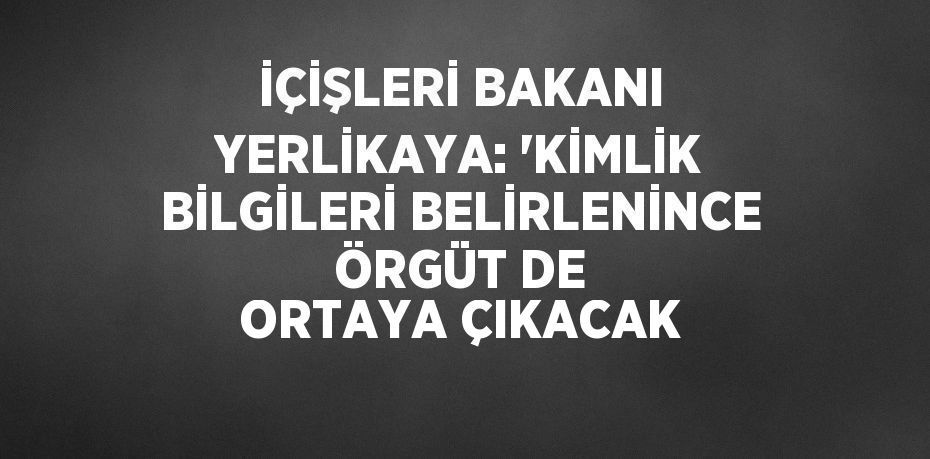 İÇİŞLERİ BAKANI YERLİKAYA: 'KİMLİK BİLGİLERİ BELİRLENİNCE ÖRGÜT DE ORTAYA ÇIKACAK