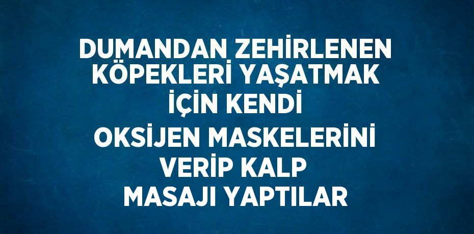 DUMANDAN ZEHİRLENEN KÖPEKLERİ YAŞATMAK İÇİN KENDİ OKSİJEN MASKELERİNİ VERİP KALP MASAJI YAPTILAR