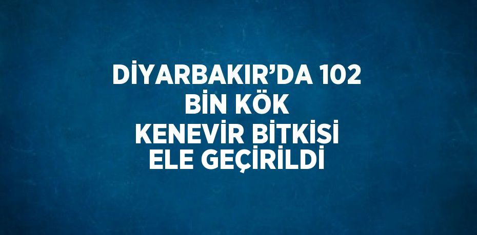 DİYARBAKIR’DA 102 BİN KÖK KENEVİR BİTKİSİ ELE GEÇİRİLDİ