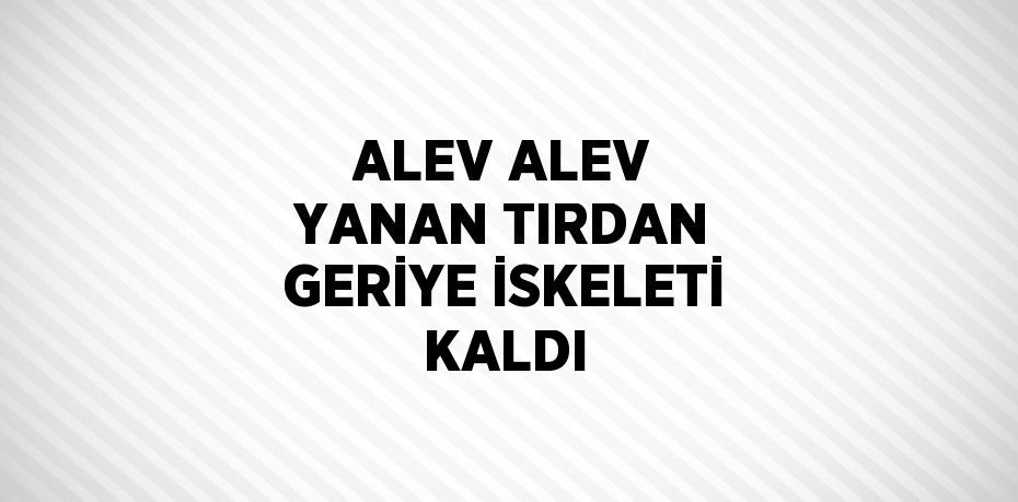 ALEV ALEV YANAN TIRDAN GERİYE İSKELETİ KALDI