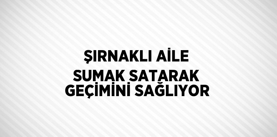 ŞIRNAKLI AİLE SUMAK SATARAK GEÇİMİNİ SAĞLIYOR