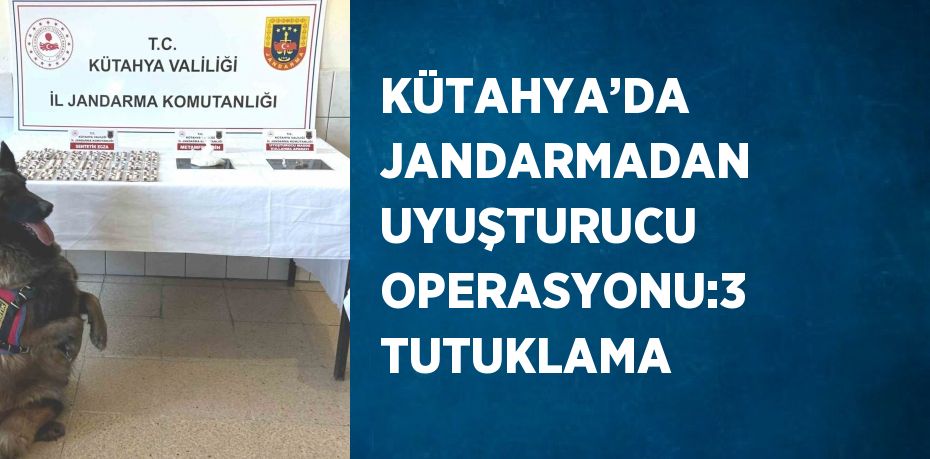 KÜTAHYA’DA JANDARMADAN UYUŞTURUCU OPERASYONU:3 TUTUKLAMA