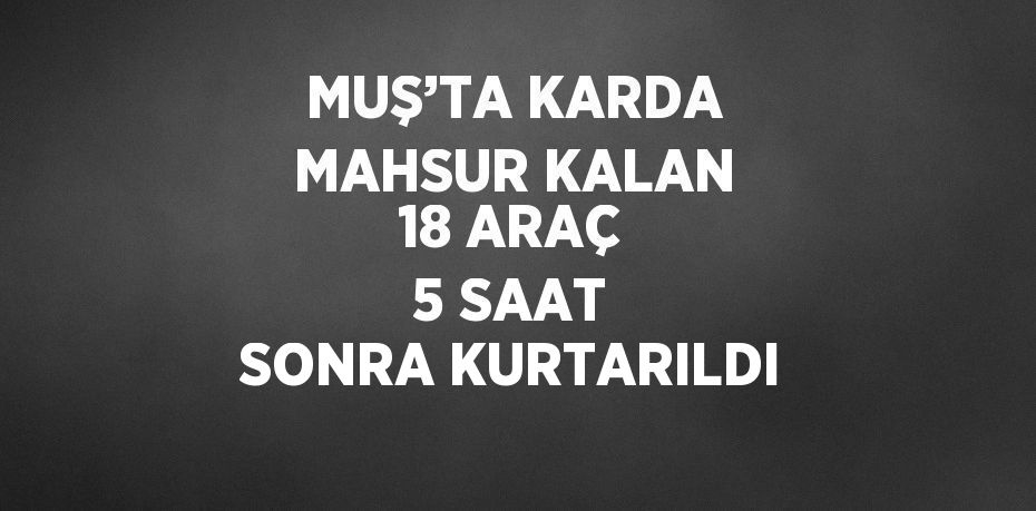 MUŞ’TA KARDA MAHSUR KALAN 18 ARAÇ 5 SAAT SONRA KURTARILDI