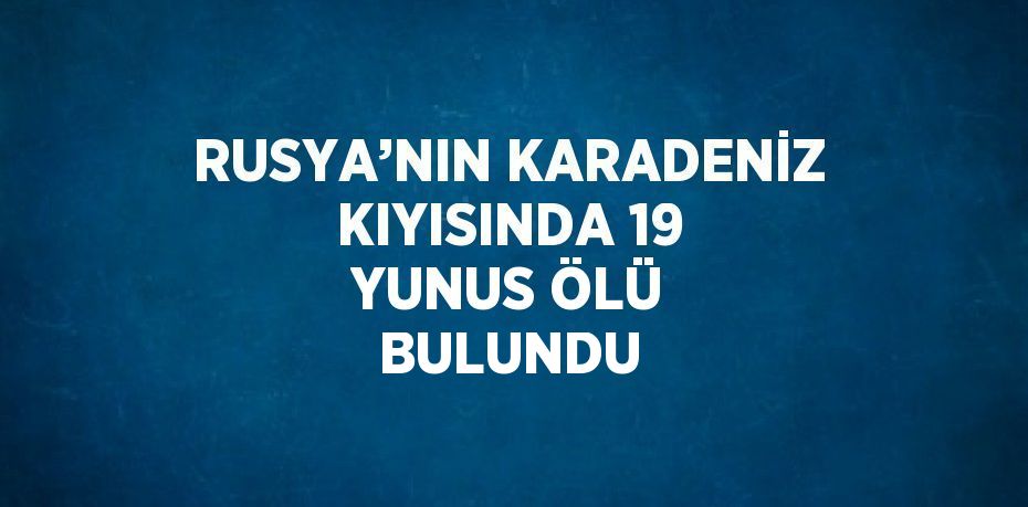 RUSYA’NIN KARADENİZ KIYISINDA 19 YUNUS ÖLÜ BULUNDU