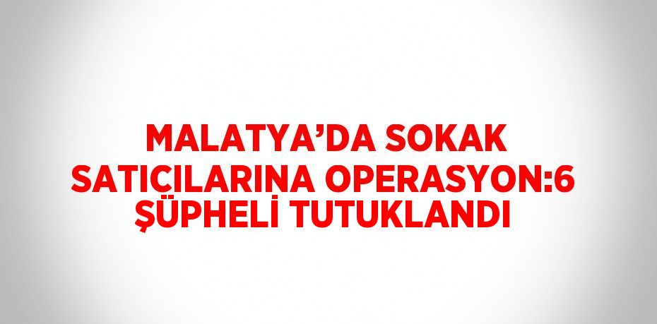 MALATYA’DA SOKAK SATICILARINA OPERASYON:6 ŞÜPHELİ TUTUKLANDI