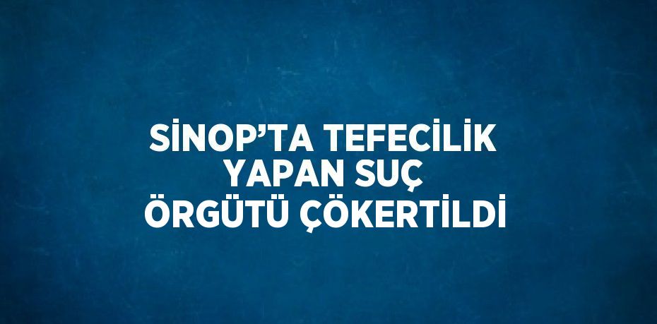 SİNOP’TA TEFECİLİK YAPAN SUÇ ÖRGÜTÜ ÇÖKERTİLDİ