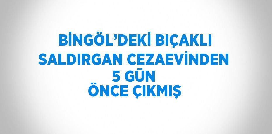 BİNGÖL’DEKİ BIÇAKLI SALDIRGAN CEZAEVİNDEN 5 GÜN ÖNCE ÇIKMIŞ