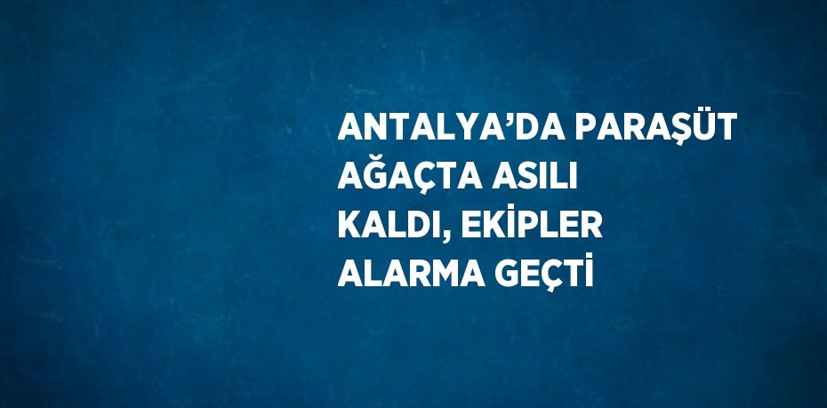 ANTALYA’DA PARAŞÜT AĞAÇTA ASILI KALDI, EKİPLER ALARMA GEÇTİ