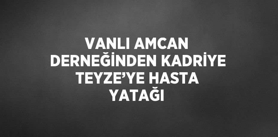 VANLI AMCAN DERNEĞİNDEN KADRİYE TEYZE’YE HASTA YATAĞI