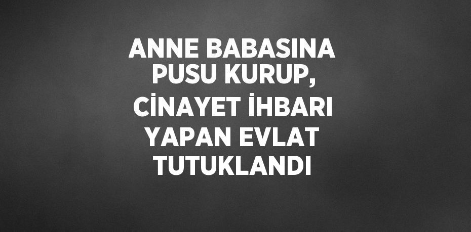 ANNE BABASINA PUSU KURUP, CİNAYET İHBARI YAPAN EVLAT TUTUKLANDI