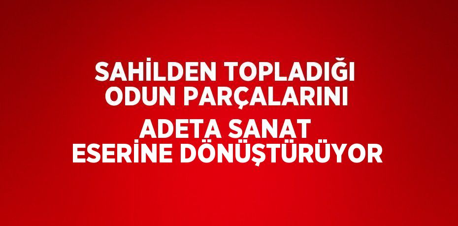 SAHİLDEN TOPLADIĞI ODUN PARÇALARINI ADETA SANAT ESERİNE DÖNÜŞTÜRÜYOR