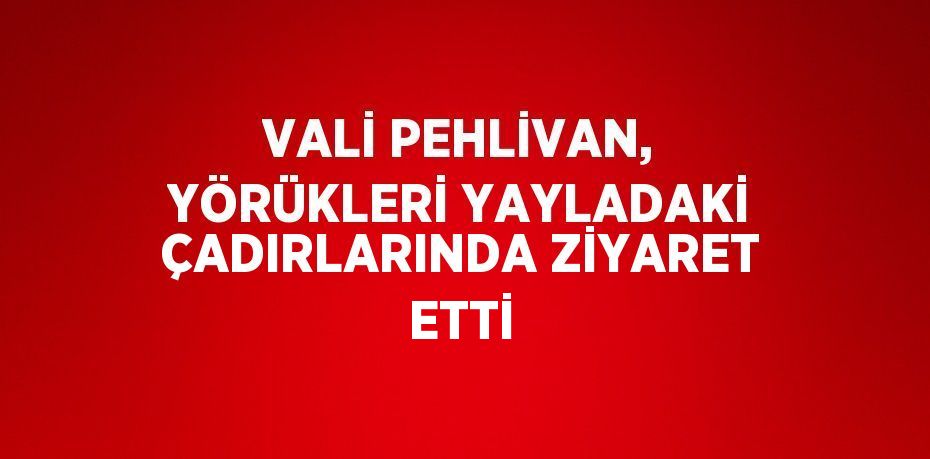 VALİ PEHLİVAN, YÖRÜKLERİ YAYLADAKİ ÇADIRLARINDA ZİYARET ETTİ