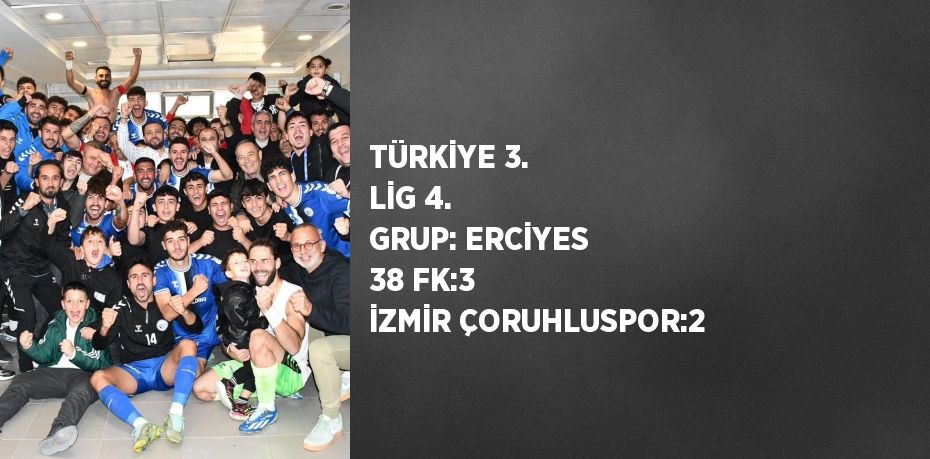 TÜRKİYE 3. LİG 4. GRUP: ERCİYES 38 FK:3 İZMİR ÇORUHLUSPOR:2