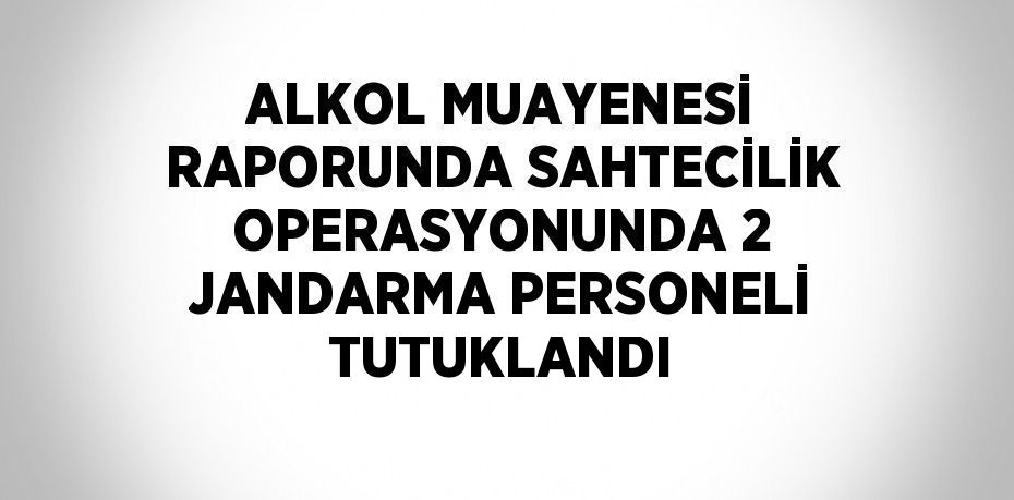 ALKOL MUAYENESİ RAPORUNDA SAHTECİLİK OPERASYONUNDA 2 JANDARMA PERSONELİ TUTUKLANDI