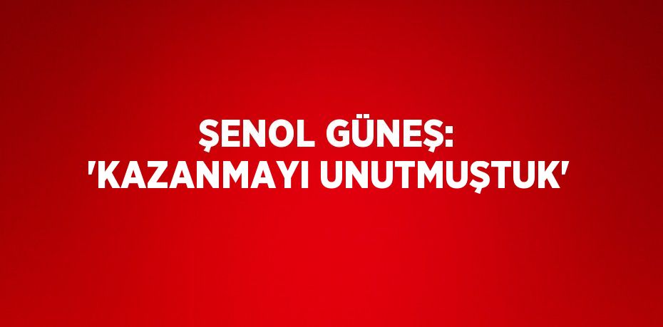 ŞENOL GÜNEŞ: 'KAZANMAYI UNUTMUŞTUK'