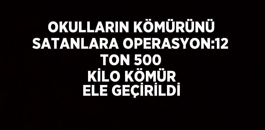 OKULLARIN KÖMÜRÜNÜ SATANLARA OPERASYON:12 TON 500 KİLO KÖMÜR ELE GEÇİRİLDİ