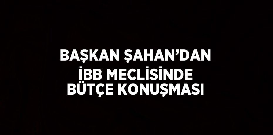 BAŞKAN ŞAHAN’DAN İBB MECLİSİNDE BÜTÇE KONUŞMASI