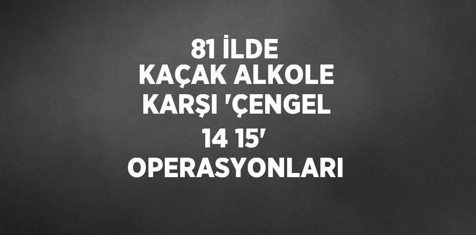 81 İLDE KAÇAK ALKOLE KARŞI 'ÇENGEL 14 15' OPERASYONLARI