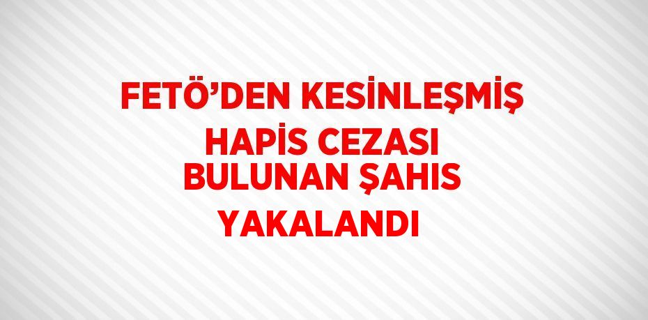 FETÖ’DEN KESİNLEŞMİŞ HAPİS CEZASI BULUNAN ŞAHIS YAKALANDI