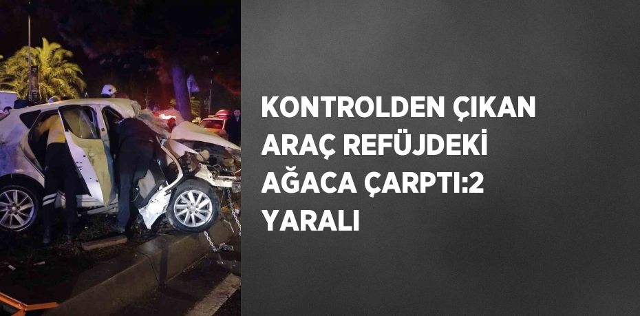 KONTROLDEN ÇIKAN ARAÇ REFÜJDEKİ AĞACA ÇARPTI:2 YARALI