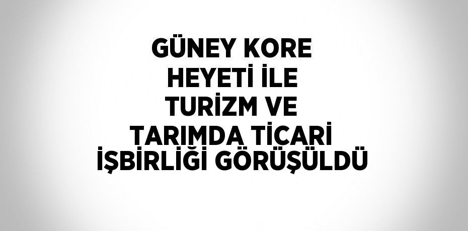 GÜNEY KORE HEYETİ İLE TURİZM VE TARIMDA TİCARİ İŞBİRLİĞİ GÖRÜŞÜLDÜ