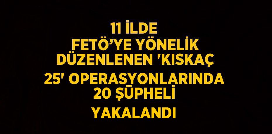 11 İLDE FETÖ’YE YÖNELİK DÜZENLENEN 'KISKAÇ 25' OPERASYONLARINDA 20 ŞÜPHELİ YAKALANDI