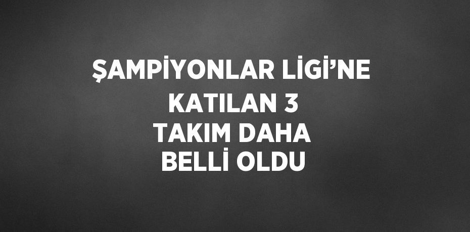 ŞAMPİYONLAR LİGİ’NE KATILAN 3 TAKIM DAHA BELLİ OLDU