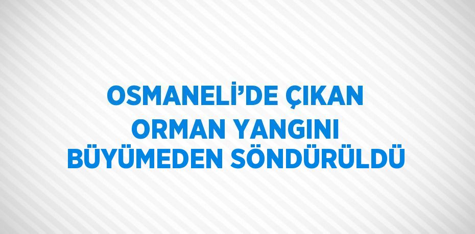 OSMANELİ’DE ÇIKAN ORMAN YANGINI BÜYÜMEDEN SÖNDÜRÜLDÜ