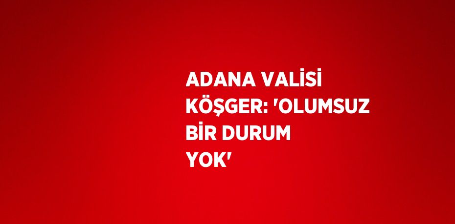 ADANA VALİSİ KÖŞGER: 'OLUMSUZ BİR DURUM YOK'